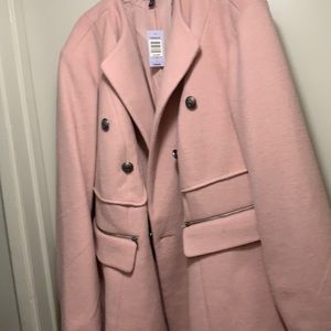Torrid blush pink collarless midi coat
